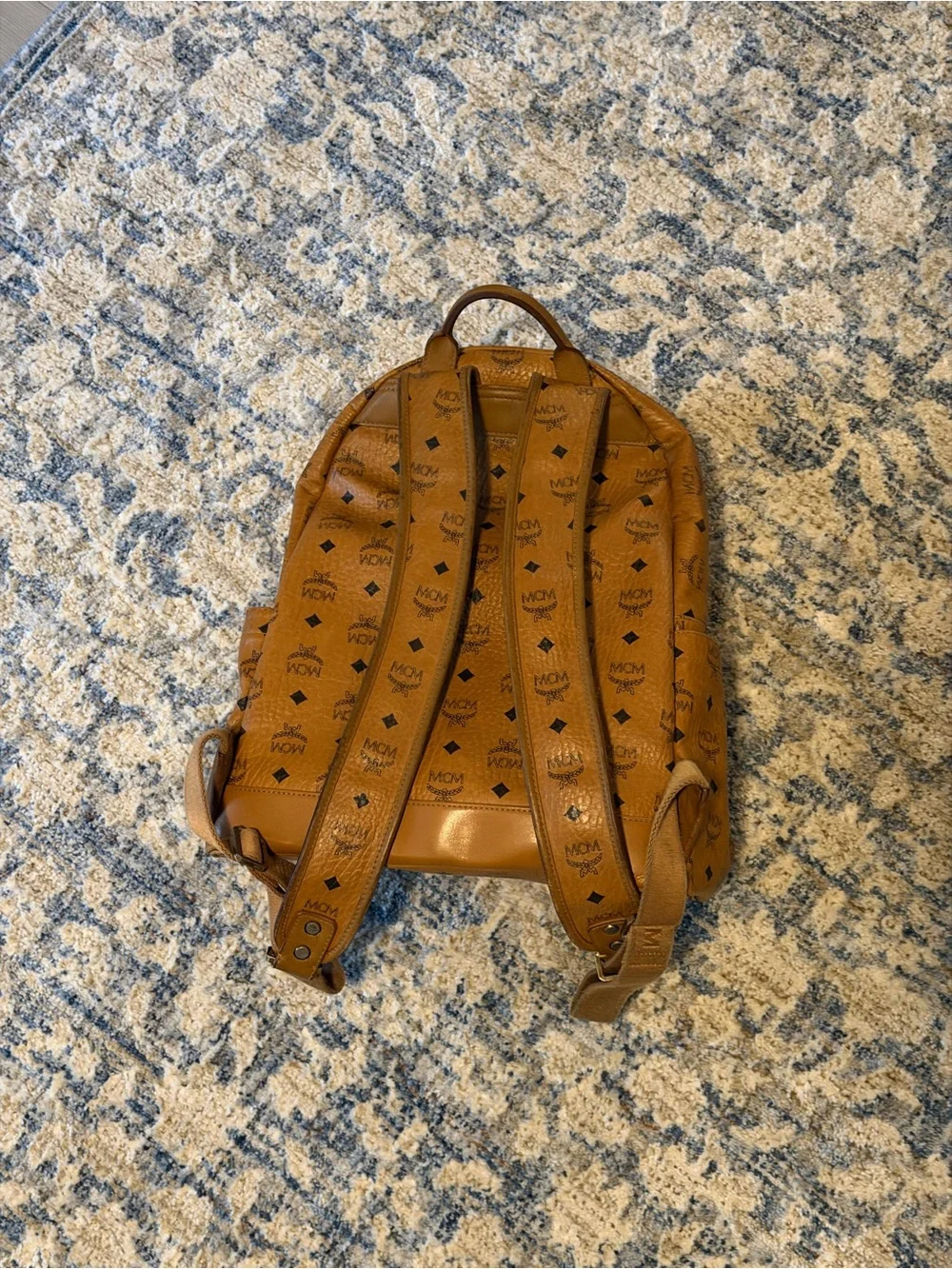 MCM Cognac Monogram Canvas Backpack